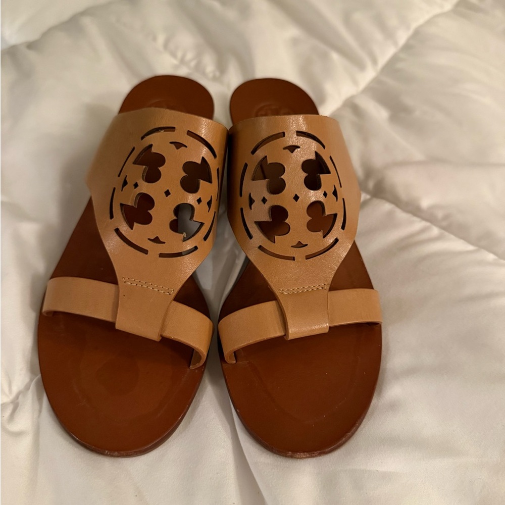 Tory Burch Tan Cutout Leather Heels